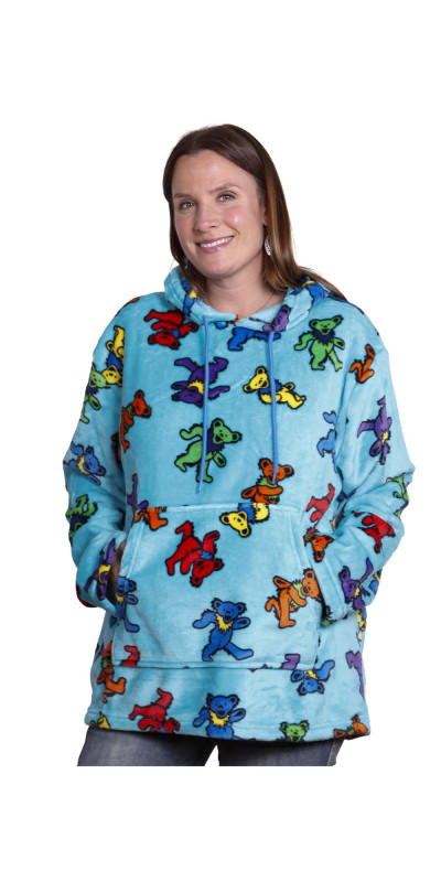 Grateful Dead Fleece Pull Over Hoodie Turquoise Bears