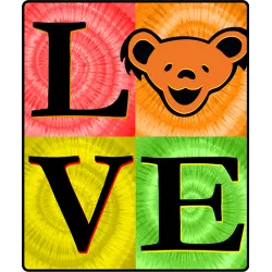 Grateful Dead Love Dancing Bears Fleece Throw Blanket 50x60