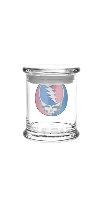 Steal Your Face Grateful Dead Glass Jar with Pop Top 1/2 Oz