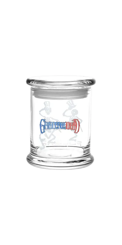 Skeleton Top Hat Parade Grateful Dead Glass Jar with Pop Top 1/2 Oz