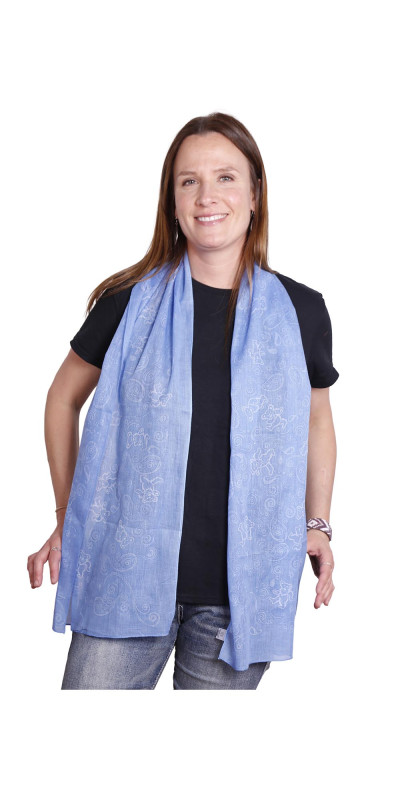 Grateful Dead Long Bear Fashion Scarf Dancing Bears Blue Paisley