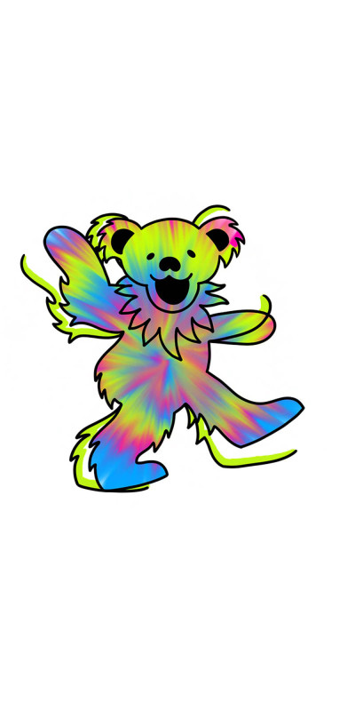 Grateful Dead Pastel Tie Dye Bear Temporary Tattoo 2"