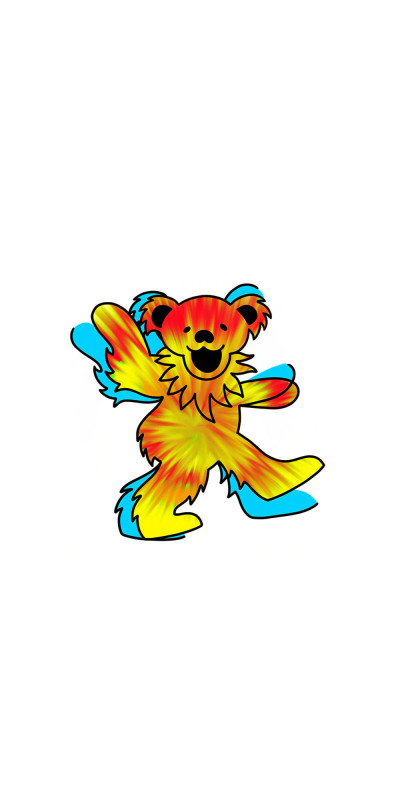 Grateful Dead Yellow Tie Dye Bear Temporary Tattoo 2"