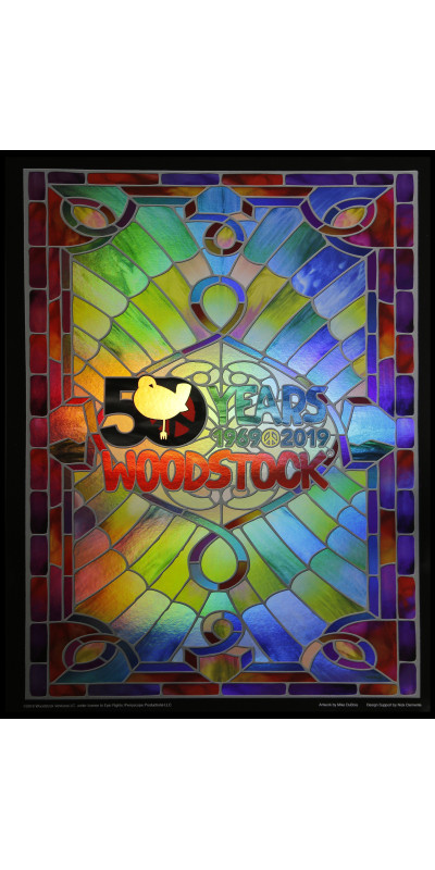 Woodstock Stained Glass 50th Anniversary Foil Poster 12x16 Inches *CLEARANCE*