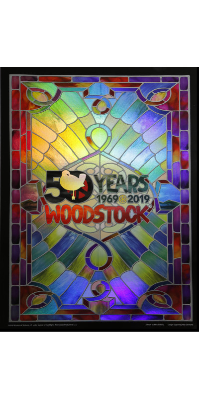 Woodstock Stained Glass 50th Anniversary Foil Poster 12x16 Inches *CLEARANCE*