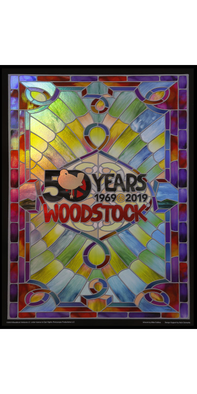 Woodstock Stained Glass 50th Anniversary Foil Poster 12x16 Inches *CLEARANCE*