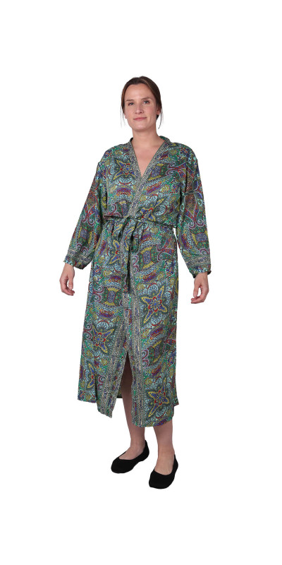 Silky Green Paisley Robe