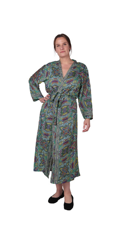 Silky Green Paisley Robe