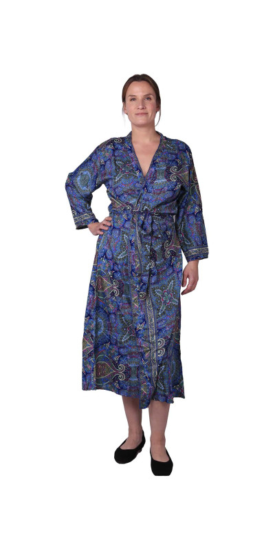 Silky Blue Paisley Robe