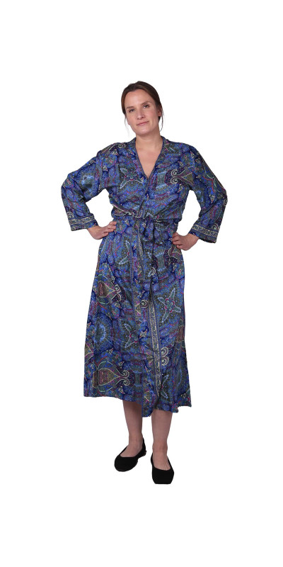 Silky Blue Paisley Robe