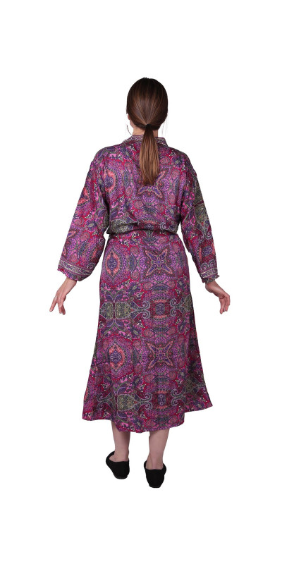 Silky Magenta Paisley Robe