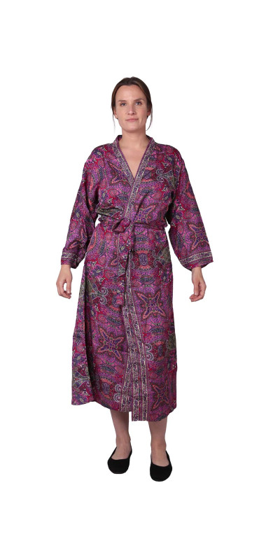 Silky Magenta Paisley Robe