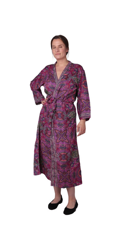 Silky Magenta Paisley Robe