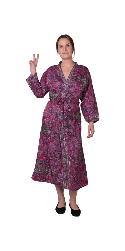Silky Magenta Paisley Robe