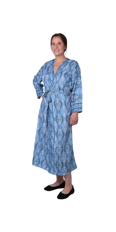 Silky Blue Tie Dye Robe