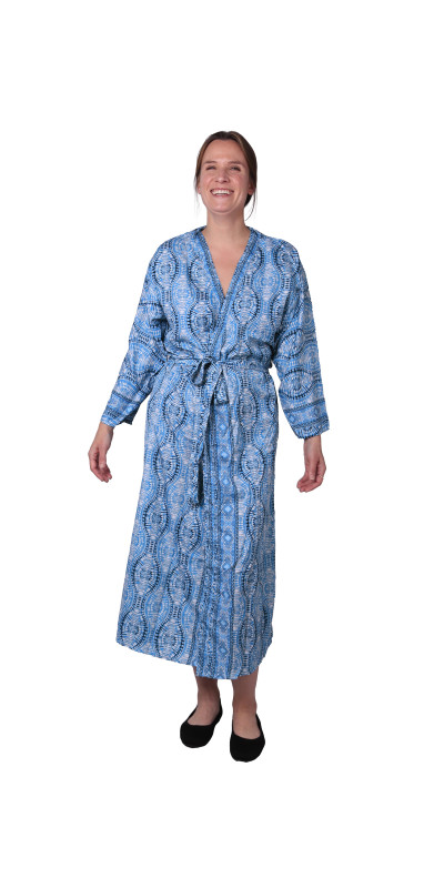 Silky Blue Tie Dye Robe