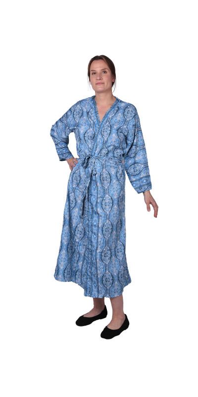 Silky Blue Tie Dye Robe