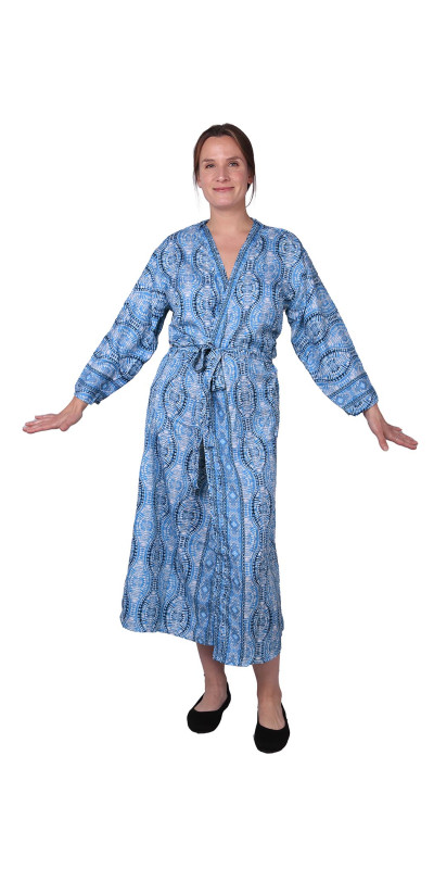 Silky Blue Tie Dye Robe