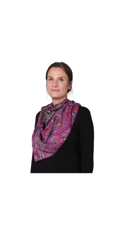 SIlky Square Scarf 42x42" Magenta Paisley