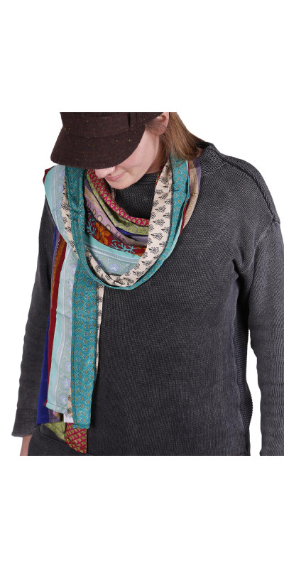 SIlky Sari Medley Strip Scarf  20x60