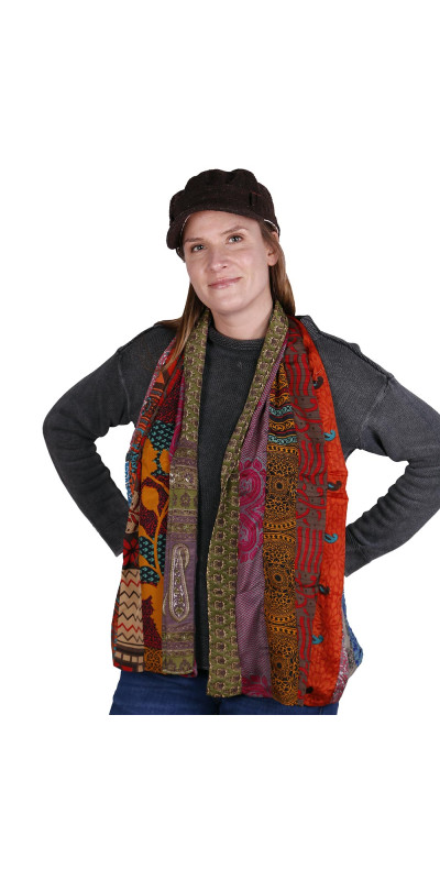 SIlky Sari Medley Strip Scarf  20x60