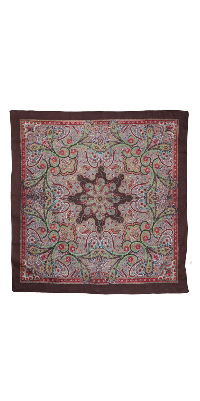 Cocoa Paisley Sheer Cotton Scarf 39x40