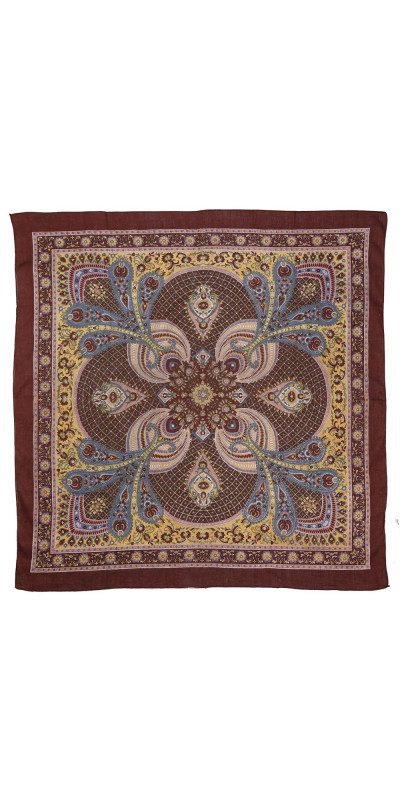 Brown Paisley Sheer Cotton Scarf 39x40