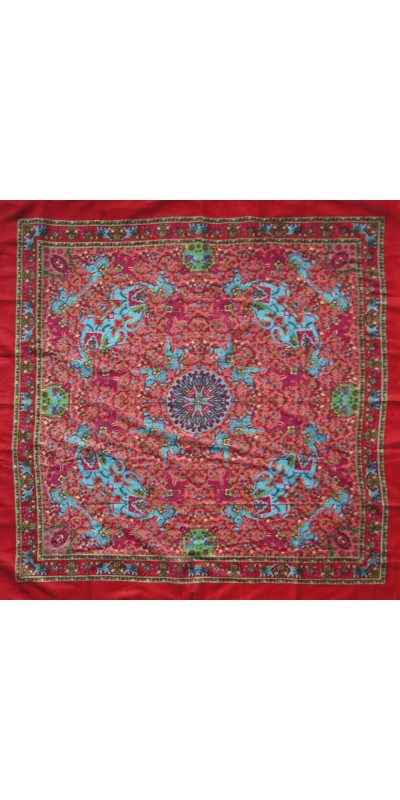 Red Elephant Sheer Cotton Scarf  39x40 *SALE*