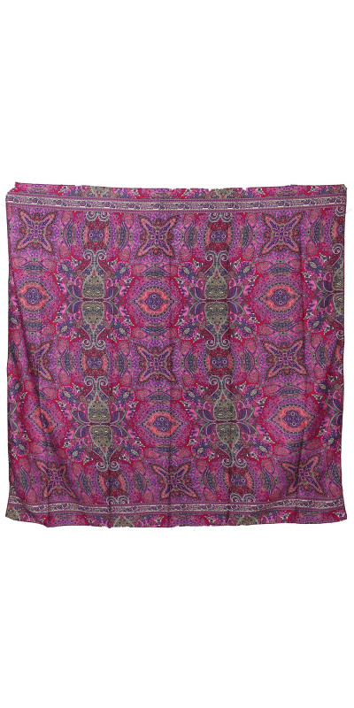SIlky Square Scarf 42x42" Magenta Paisley
