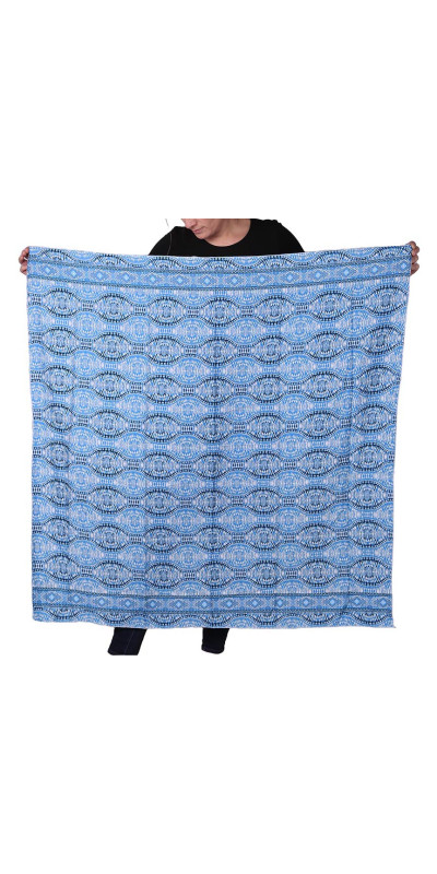 SIlky Square Scarf 42x42" Blue Tie Dye