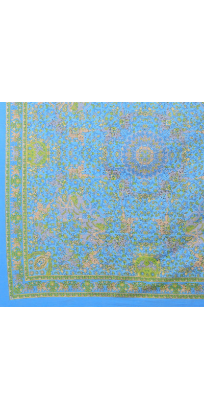 Turquoise Elephant Sheer Cotton Scarf 39x40