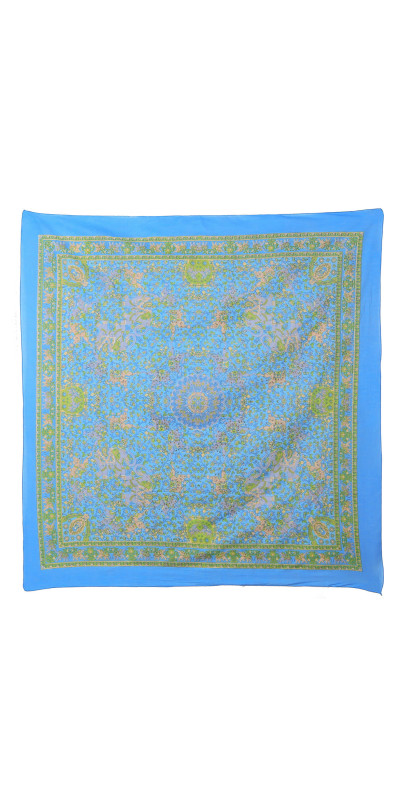 Turquoise Elephant Sheer Cotton Scarf 39x40