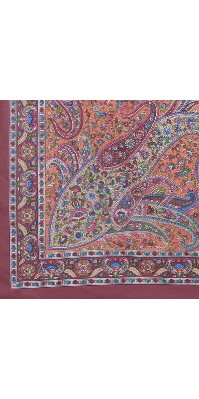 Burgundy Paisley Sheer Cotton Scarf 30x40