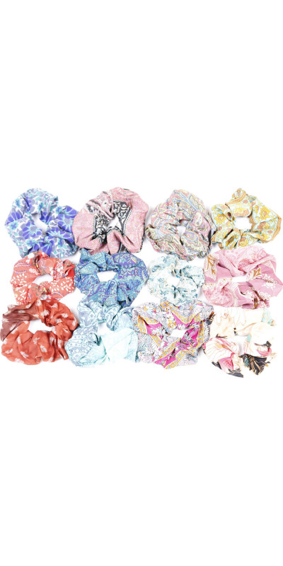 Wholesale Lot of 12 Assorted Rayon Hippie Hair Scrunchies  **SALE**