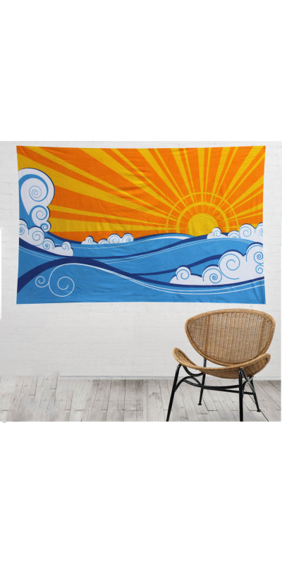 Swell Day Ocean Wave & Sun Tapestry