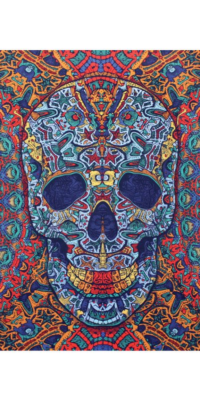 3D Skull Tapestry - Art by Chris Pinkerton