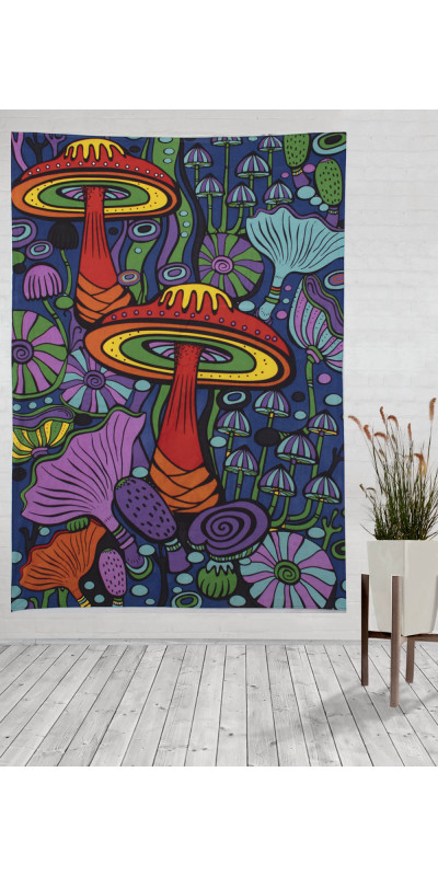 3D Mushroom Garden Tapestry
