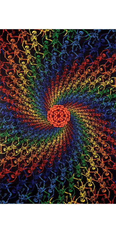 3D Rainbow Skeletons Spiral Tapestry - Art by Dina June Toomey