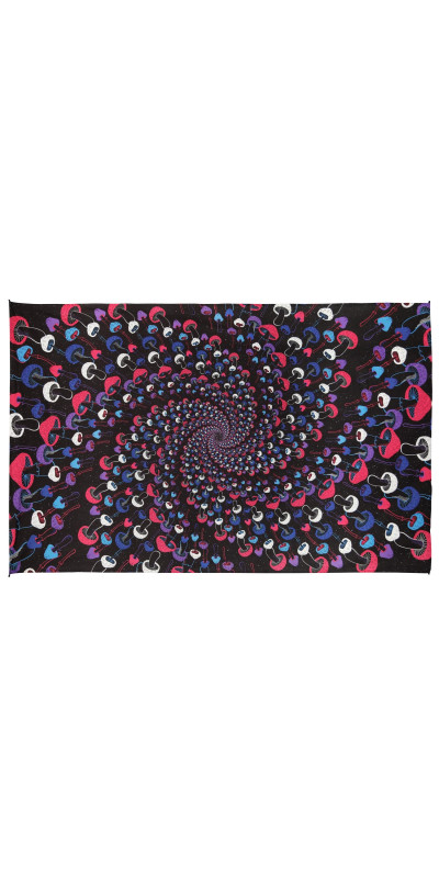3D Glow In The Dark Shroom Spiral Tapestry - Art by Dina June Toomey