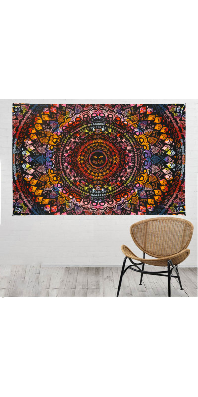 3D Colorful Cat Mandala Tapestry - Art by Dina June Toomey *SALE*