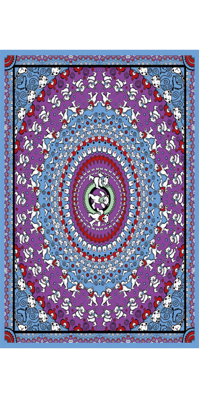 Grateful Dead Dancing Bears Mandala Mini Tapestry 30X45 - Art by Chris Pinkerton
