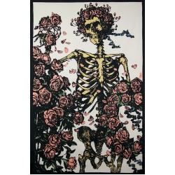 3D Grateful Dead Faded Skeleton & Roses Tapestry 60x90