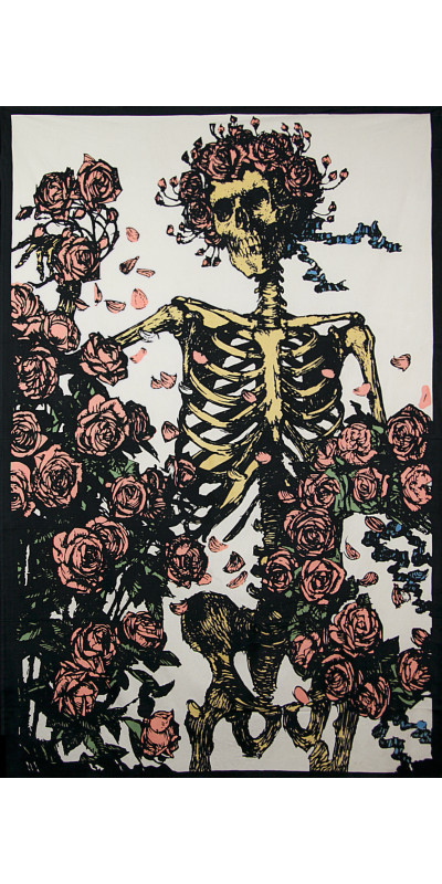 3D Grateful Dead Faded Skeleton & Roses Tapestry