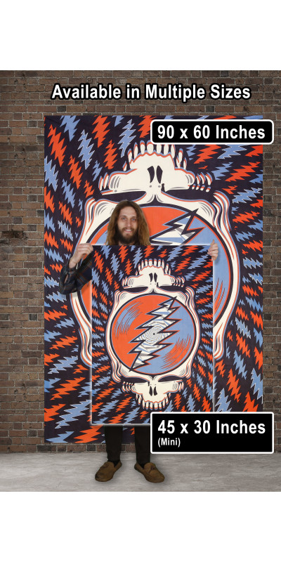Grateful Dead Spin Your Face Tapestry Red White Blue