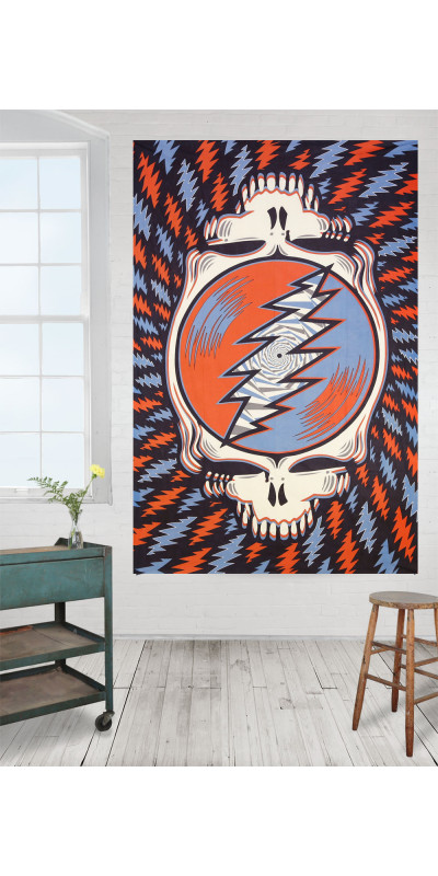 Grateful Dead Spin Your Face Tapestry Red White Blue