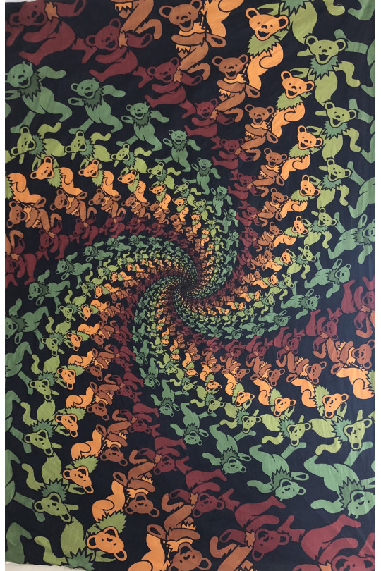 Grateful Dead Dancing Bears Wood Spiral Tapestry 60x90 
