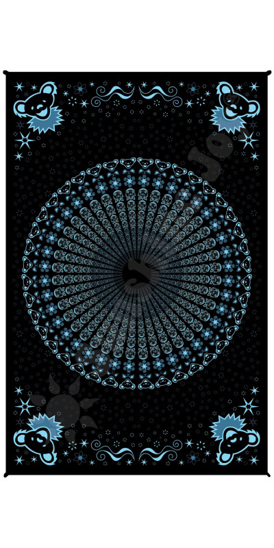 Grateful Dead Dancing Peacock Bear Tapestry 52x80 - Art by Taylar McRee