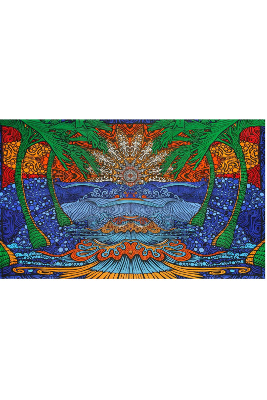 3D Glow In The Dark Epic Surf Tapestry 60x90 - Art by Chris Pinkerton 