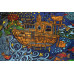3D Steampunk Tug Boat Mini Tapestry 30x45 - Artwork by Chris Pinkerton