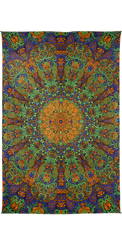 3D Green & Gold Burst Tapestry - Art by Chris Pinkerton